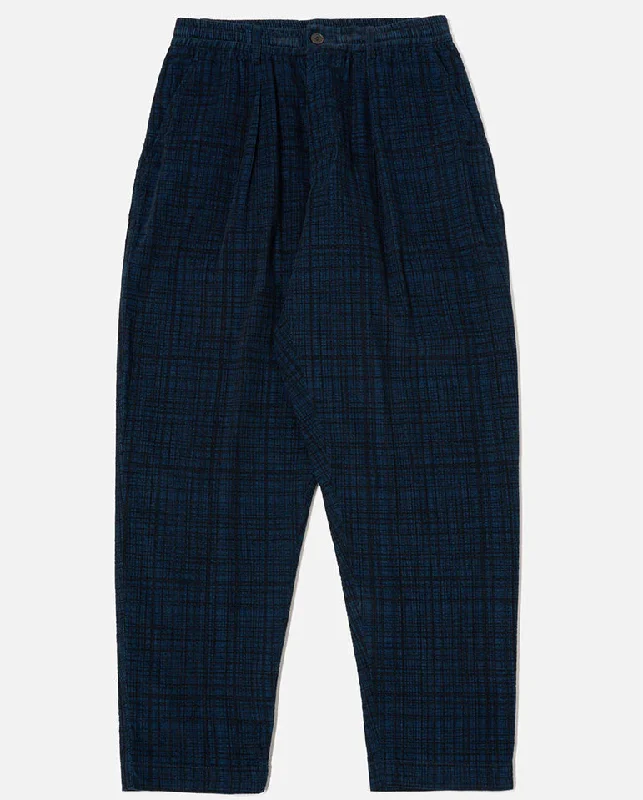 Gothic Pants for Men-Pleated Track Pants Navy Check