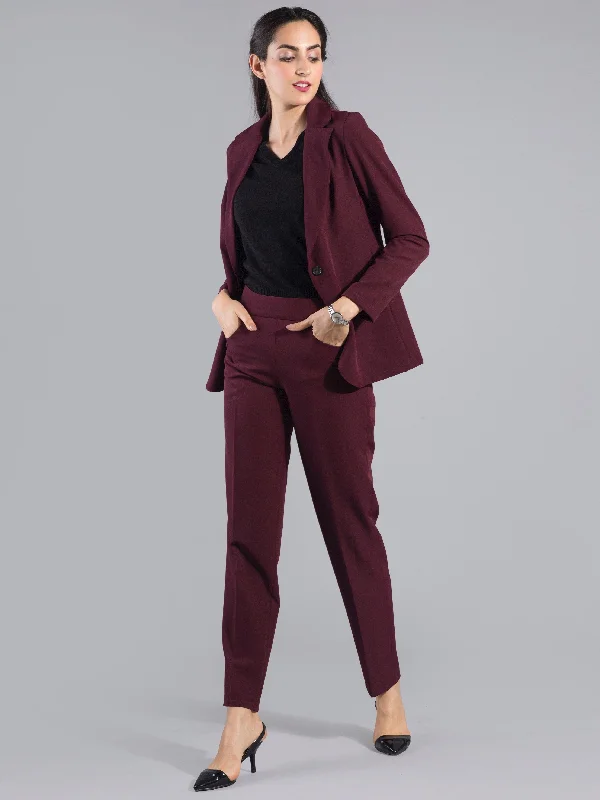 Luxurious Pants for Women-Essential Easy Care Work Trousers - Maroon