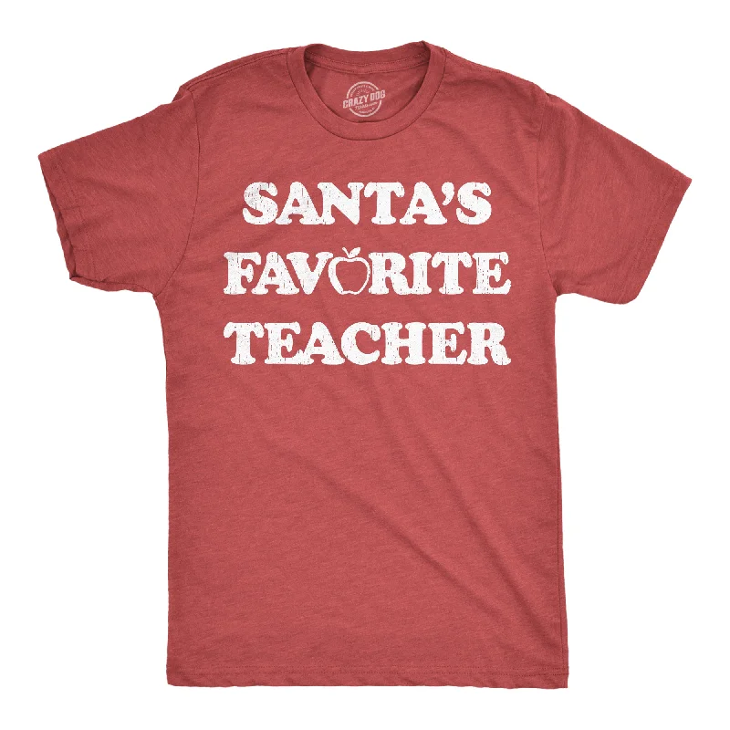 Family T-Shirt for Women-Santas Favorite Teacher Men's T Shirt