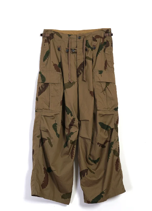 Suit Pants for Women-FEATHER CAMO JUMBO | Combed Burberry Cargo Pants | Brown