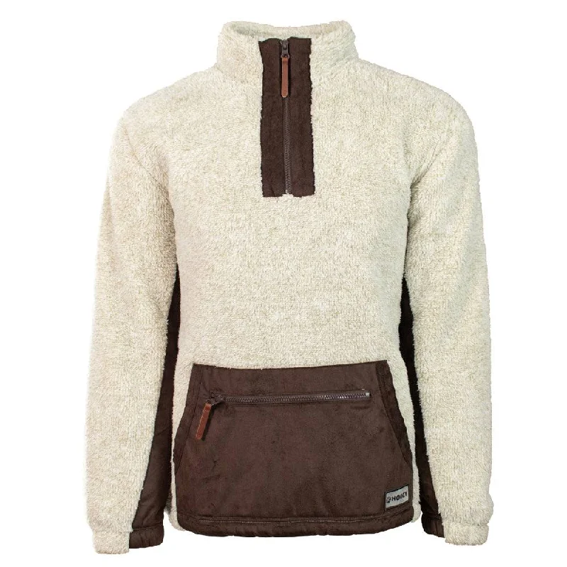 Name Jackets for Women-"Hooey Fleece Pullover" Tan w/Brown Detailing