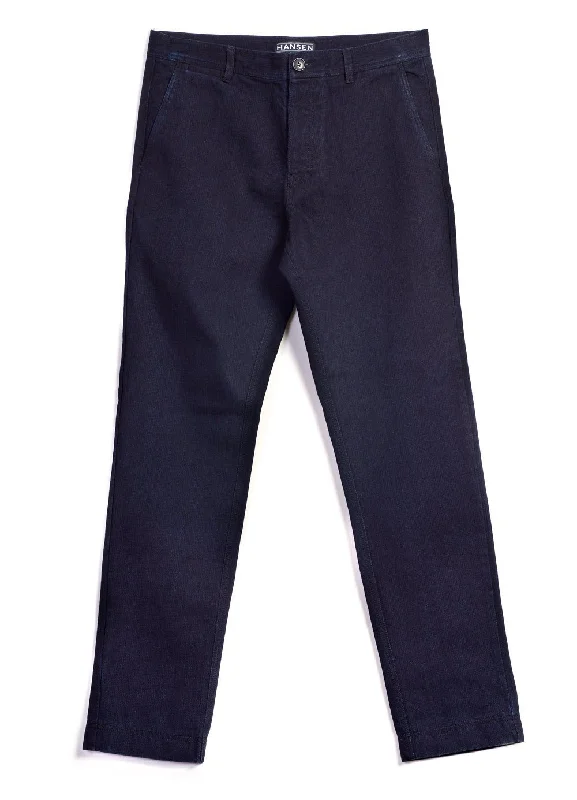 Tapered Pants for Men-FRED | Regular Fit Trousers | Black Indigo