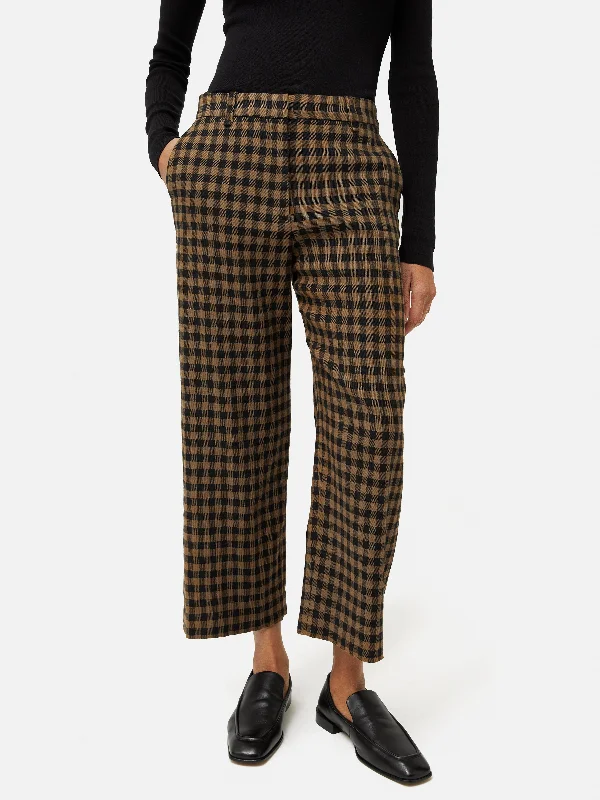 Festival Pants for Men-Dale Linen Check Trouser | Khaki