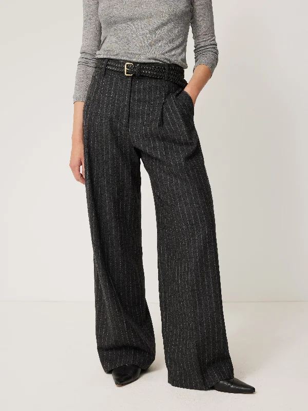 Winter Pants for Men-Italian Wool Kemp Pinstripe Trouser | Grey