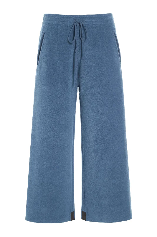 Velvet Pants for Women-FLARE TROUSERS 3/4 LENGTH - 2115 - DUSTY BLUE