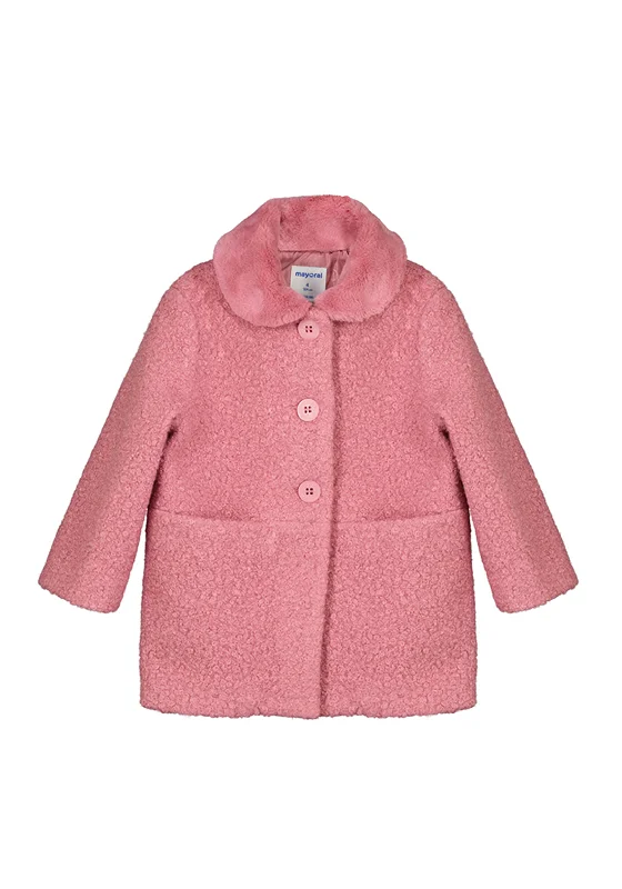 College Jackets for Men-Mayoral Girl Long Sleeve Shearling Coat, Pink