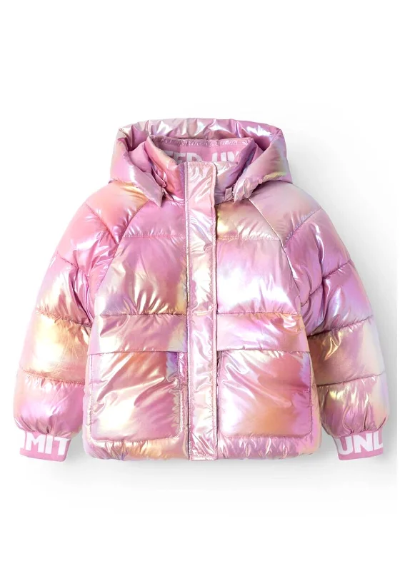 Quilted Jackets for Men-Name It Kid Girl Malan Foil Puffer Jacket, Moonlite Mauve