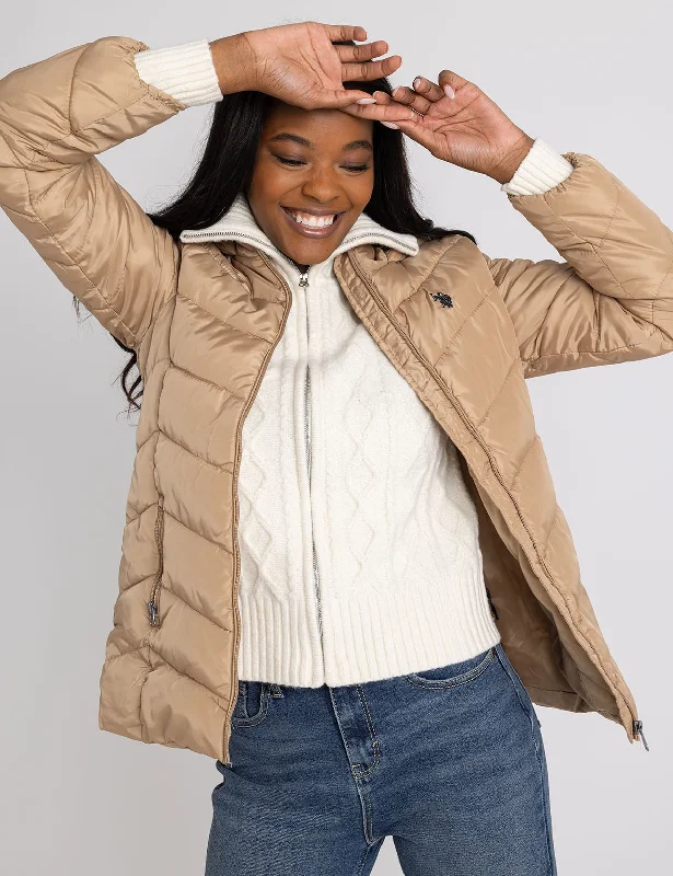 Spring Jackets for Women-CHEVRON HOODED JACKET