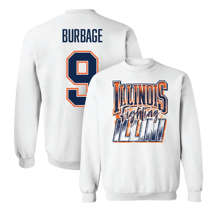 Long Sleeve Hooded Shirts-White Illinois Graphic Crew - Kayla Burbage #9