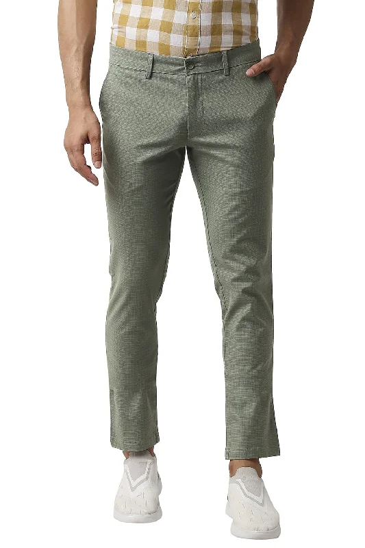 Track Pants for Men-Tapered Fit Stretch Checks Trousers