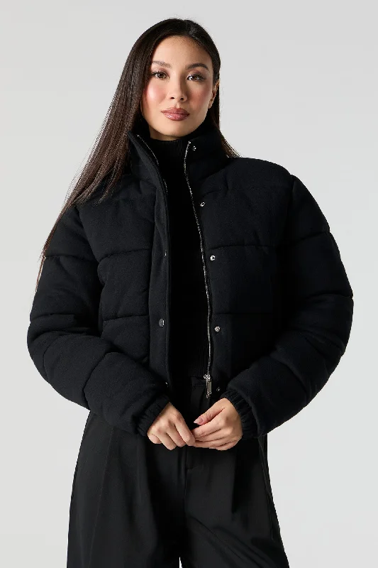 Baseball Jackets for Women-Fleece Puffer Jacket