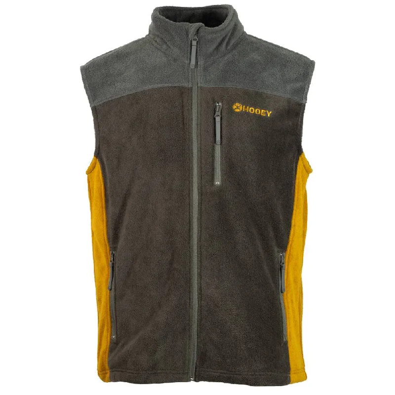 Personalized Jackets for Women-"Hooey Fleece Vest" Brown w/Mustard Accents