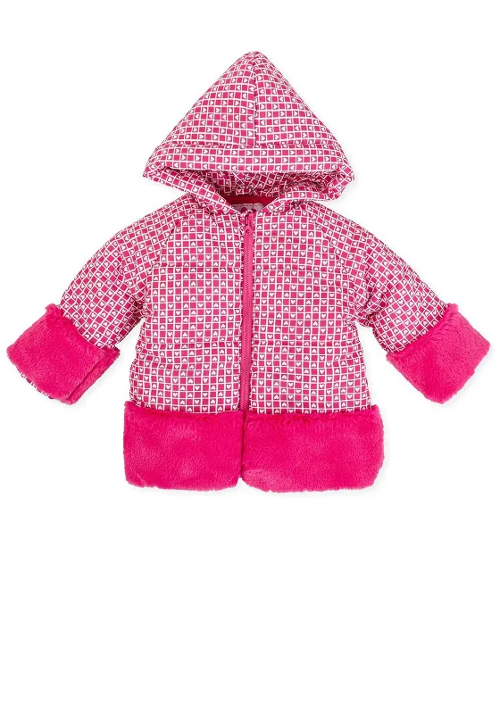 Gothic Jackets for Women-Agatha Ruiz De La Prada Girls Printed Puffer Coat, Fuchsia