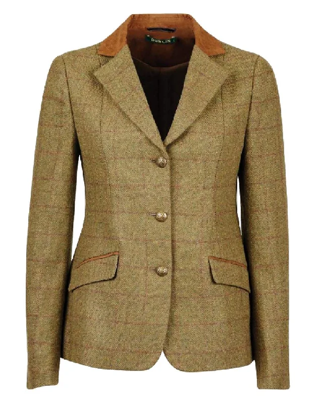 Party Jackets for Women-Dublin Womens Albany Tweed Suede Collar Tailored Jacket