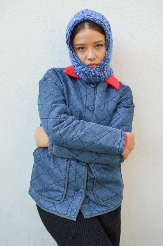 Christmas Jackets for Men-Native Youth Quilted Washed Navy Jacket