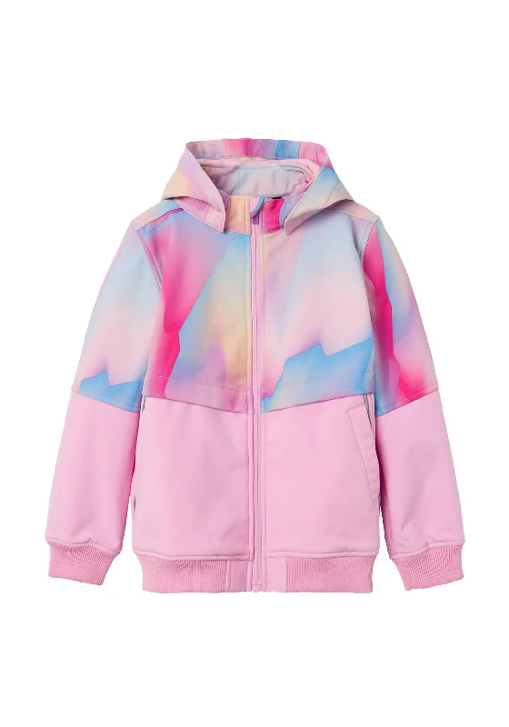 Wedding Jackets for Men-Name It Older Girls Falfa Pastel Mix Soft Shell Jacket, Bonbon