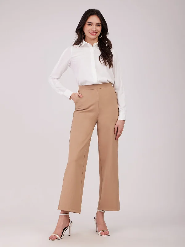 Winter Pants for Women-LivIn Wide Leg Pants - Beige