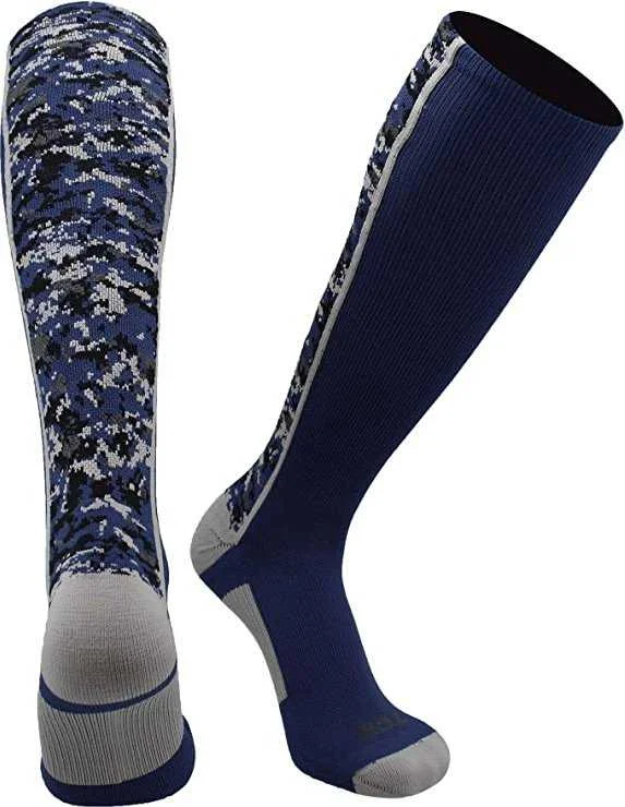 Christmas Sock for Men-TCK Digital Camo Knee High Socks - Navy Camo