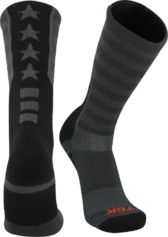 Lace Sock for Women-TCK Flag USA Crew Socks - Black Graphite