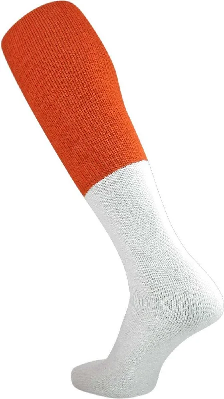 Seamless Sock for Women-TCK Varsity Football 2-Color Tube Socks - Orange White