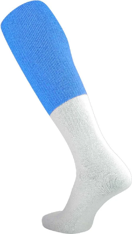 Moisture Wicking Sock for Women-TCK Varsity Football 2-Color Tube Socks - Columbia Blue White