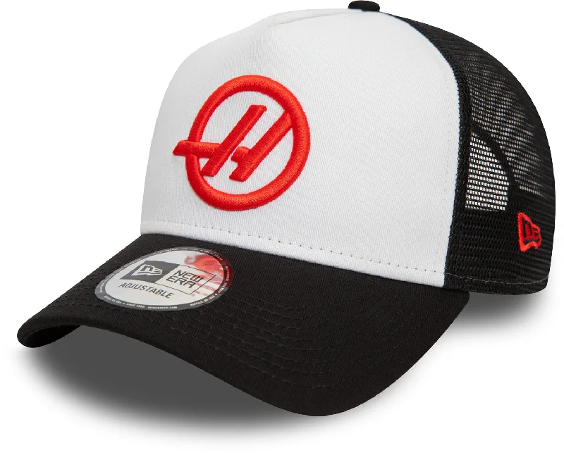 Straw Hat for Men-Haas F1 Team New Era E-Frame Team Trucker Cap