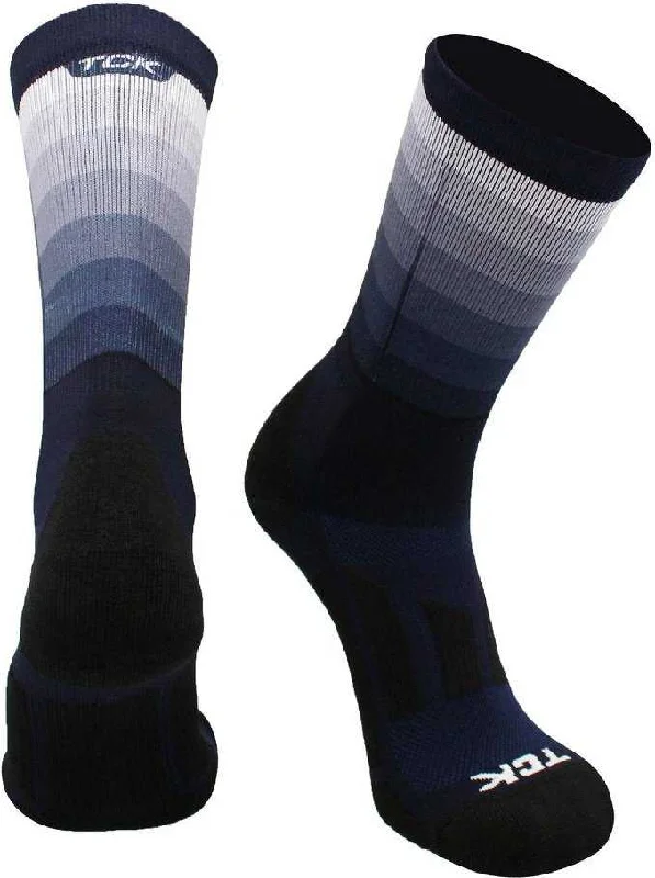 Premium Sock for Women-TCK Fade Sublimated Crew Socks - Navy White