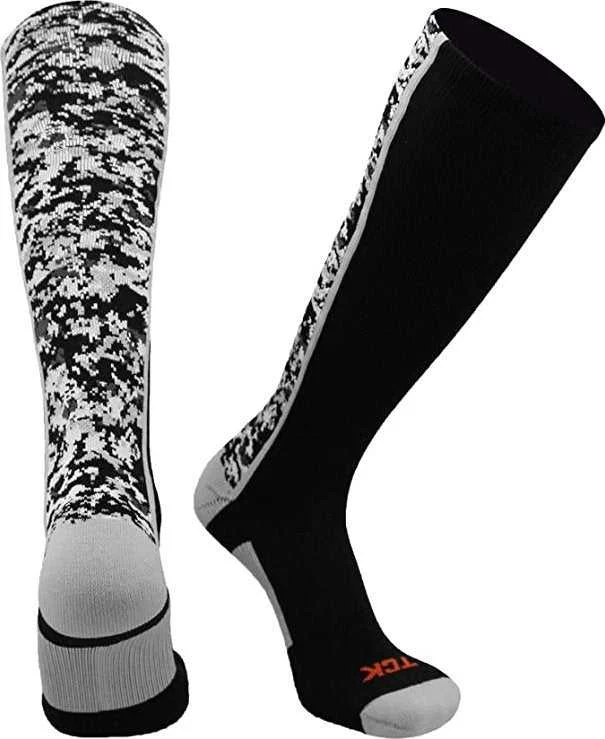 Patterned Sock for Men-TCK Digital Camo Knee High Socks - Black Camo