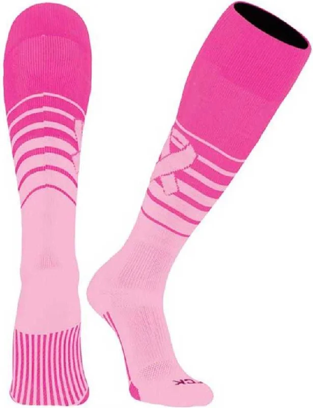 Halloween Sock for Women-TCK Elite Breaker Aware Breast Cancer Awareness Knee High Socks - Hot Pink Pink