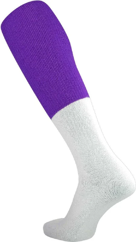 No Show Sock for Men-TCK Varsity Football 2-Color Tube Socks - Purple White