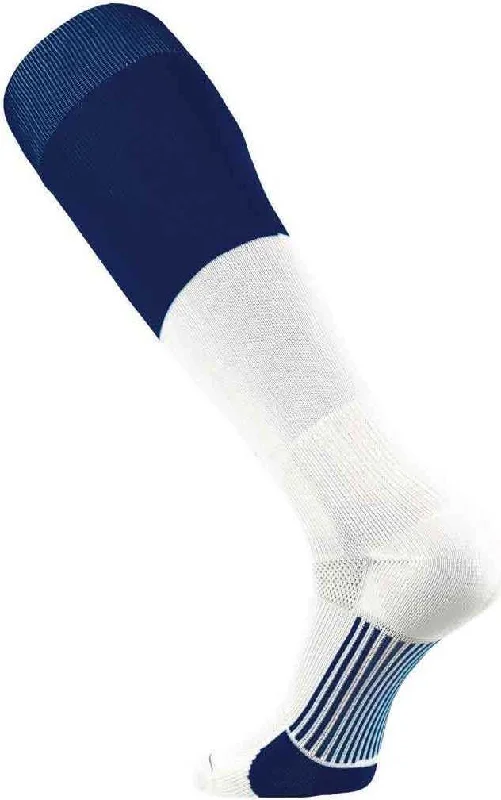 Dress Sock for Men-TCK Endzone Football 2-Color Socks - Navy White