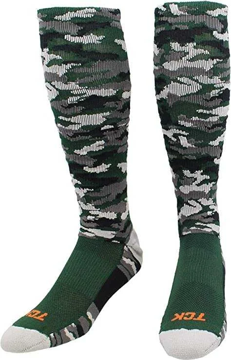 Over the Knee Sock for Women-TCK Woodland Camo Knee High Socks - Dark Green Camo