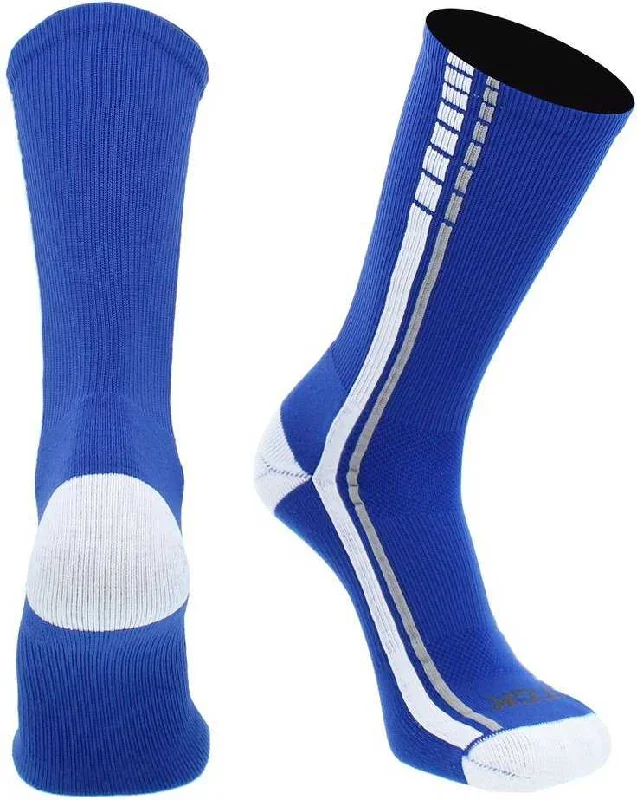 Organic Cotton Sock for Men-TCK Turbo Crew Socks - Royal White Gray