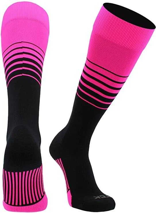 Holiday Sock for Men-TCK Elite Breaker Knee High Socks - Hot Pink Black