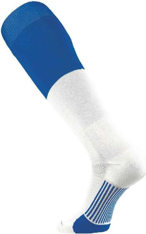 Dress Sock for Women-TCK Endzone Football 2-Color Socks - Royal White