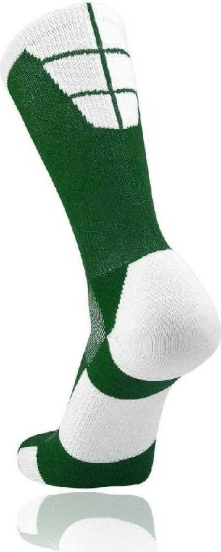 Transparent Sock for Women-TCK Goalline 2.0 Crew Socks - Dark Green White