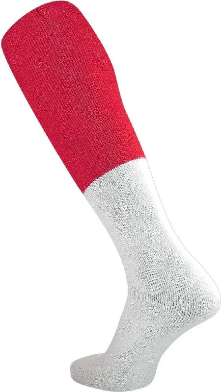 Invisible Sock for Men-TCK Varsity Football 2-Color Tube Socks - Scarlet White