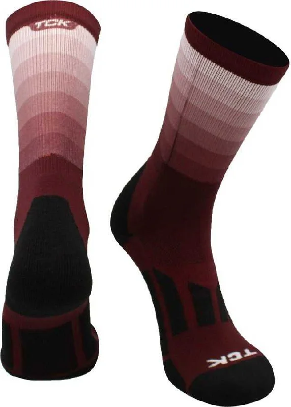 Premium Sock for Men-TCK Fade Sublimated Crew Socks - Maroon White