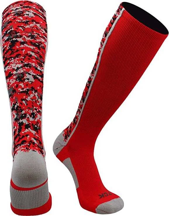 Christmas Sock for Women-TCK Digital Camo Knee High Socks - Scarlet Camo