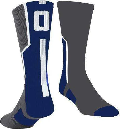 Performance Sock for Men-TCK Player ID Number Single Crew Sock (NOT a Pair) - Gray Ny Wh