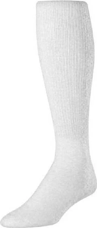 Anti-Slip Grip Sock for Seniors-TCK Pro Solid Color Football Socks - White