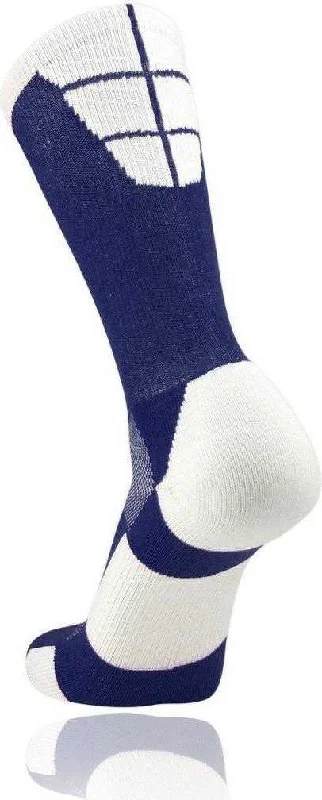 Silk Sock for Men-TCK Goalline 2.0 Crew Socks - Navy White