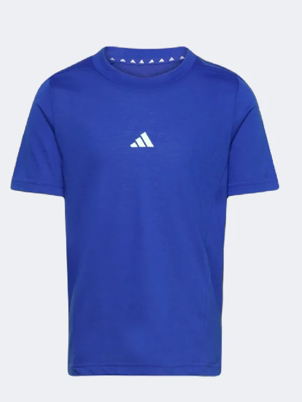 Summer T-Shirt for Men-Adidas D4T Boys Training T-Shirt Blue/Silver