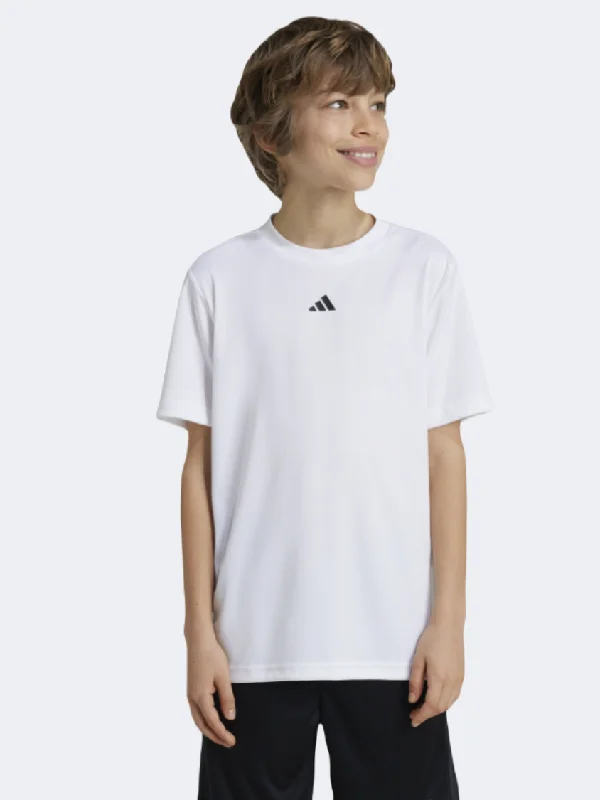 Promotional T-Shirt for Women-Adidas Essentials Logo Boys Sportswear T-Shirt White/Black