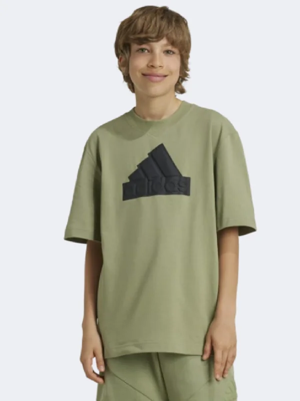 Oversized T-Shirt for Men-Adidas Future Icons Logo Boys Sportswear T-Shirt Tent Green/Black