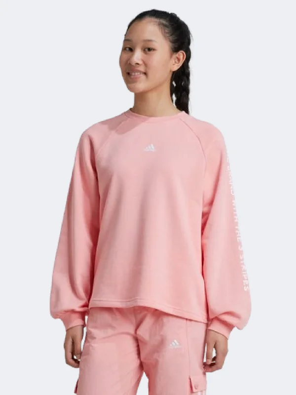 Long Sleeve Pet Owner Shirts-Adidas Jam Kids-Girls Sportswear Sweatshirt Pink Spark/White