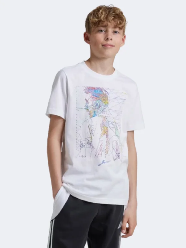 Hunting T-Shirt for Women-Adidas Messi Boys Football T-Shirt White