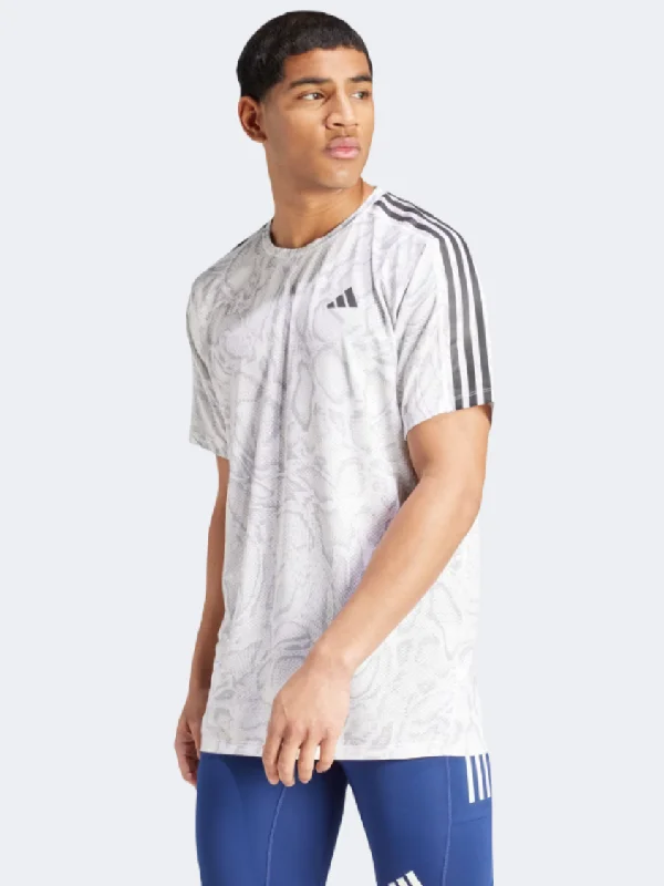 College T-Shirt for Men-Adidas Own The Run Men Running T-Shirt White