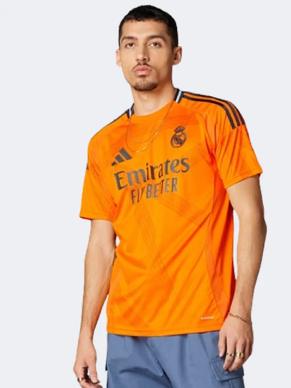 Minimalist T-Shirt for Men-Adidas Real Madrid Away Men Football T-Shirt Crew Orange