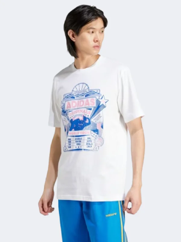 Crew Neck T-Shirt for Men-Adidas Street 4 Men Original T-Shirt White/Blue